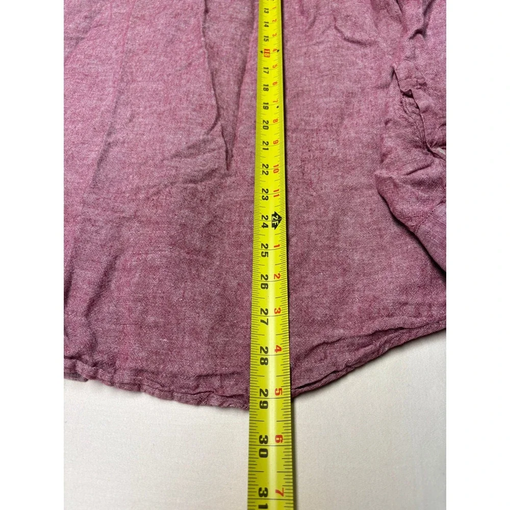 Banana Republic Mens Large Linen Blend Standard Fit Burgundy Button Down Shirt